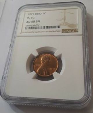 1971 Penny Ddo Fs - 101 Graded Ngc Au58 Bn 1 Cent Doubled Die Obverse