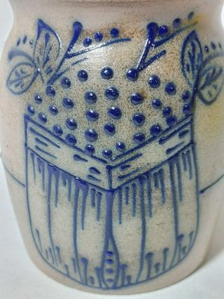 BBP Beaumont Brothers Pottery Crock Salt Glaze Cobalt Blue Utensil Jar 1991 3