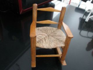 Wood And Woven Doll Rocking Chair 7 1/4 " H X 5 1/2 " W