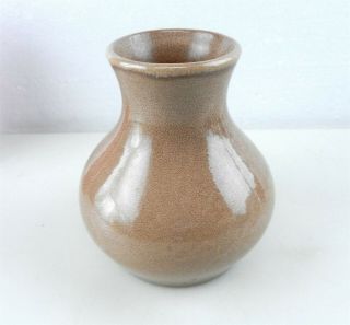 Red Wing Art Pottery M 1550 Vase Glossy Cocoa Brown & Cream Spotted 4.  5 " Ta