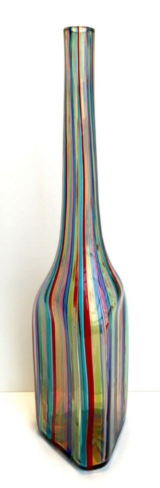 Vintage 1950s Fratelli Toso A Canne Vase Bottle Murano in the Style of Gio Ponti 3