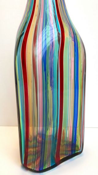 Vintage 1950s Fratelli Toso A Canne Vase Bottle Murano in the Style of Gio Ponti 4