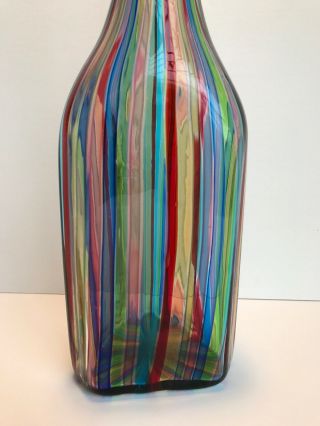 Vintage 1950s Fratelli Toso A Canne Vase Bottle Murano in the Style of Gio Ponti 5