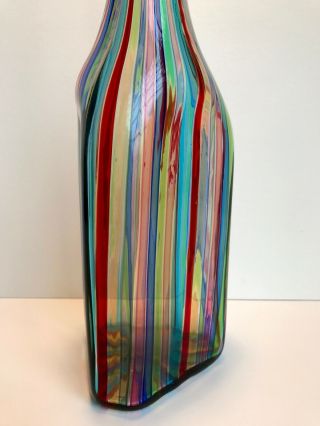 Vintage 1950s Fratelli Toso A Canne Vase Bottle Murano in the Style of Gio Ponti 6