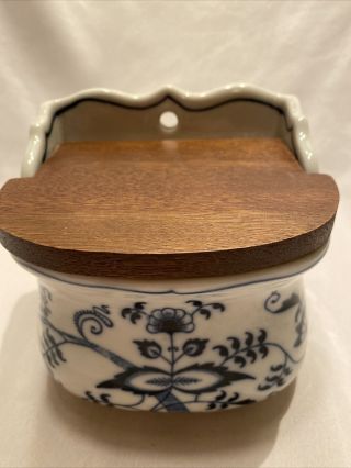 Vintage Blue Danube Salt Box - Blue Onion Design - Japan Rectangular Mark