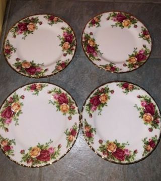 Set Of 4 Royal Albert Old Country Roses Bone China Bread & Butter Plates England