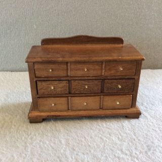 Dollhouse Miniature Vintage Wood Dresser Chest Of Drawers