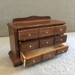 Dollhouse Miniature Vintage Wood Dresser Chest of Drawers 2