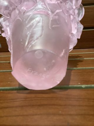 Magnificent Pate De Verre Pink Rose Vase 19/19/22cm Heavy 6.  8 Signed France back 4