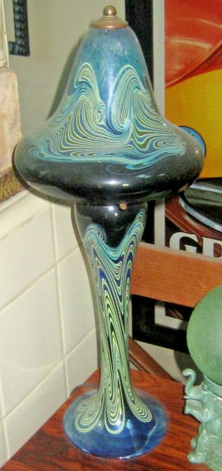 Vintage Art Glass Favrile Tiffany Style Lamp 1977 Signed Joseph Clearman Unique