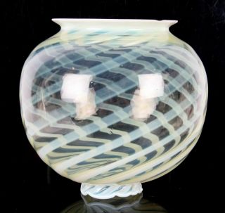 Huge Stripey Vaseline Glass Globe Lamp Shade Arts And Crafts