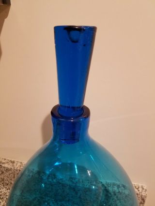 Blenko blue mid century modern decanter huge 4