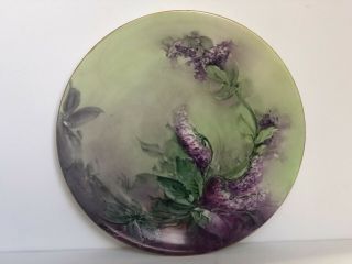 Limoges France Purple Floral Porcelain Plate 9 1/2 "