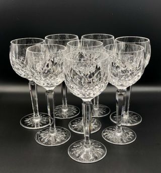 8 - Waterford Crystal Lismore Pattern Wine Hock Goblets Glasses Euc
