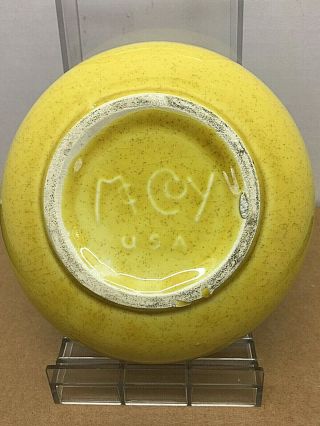 Vintage Signed McCoy Pottery Yellow speckled USA salad or cereal bowl good cond 2