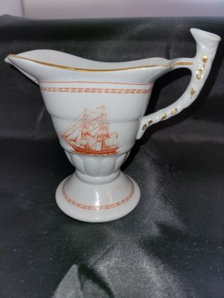 Vintage Spode Fine Stone China W128 Trade Winds Red (gold Trim) Creamer