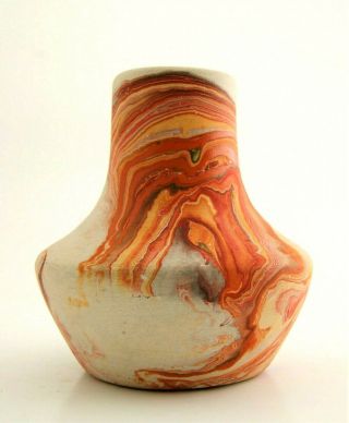 Vintage Nemadji Pottery Tomahawk Vase Orange Red Clay