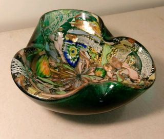Mind Bending Dino Martens Art Glass Bowl Latticino Murano Opalino Millifiori