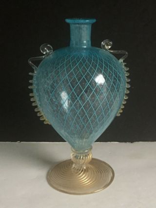 Barovier Toso Mid Century Italian Murano Glass Footed Vase Controlled Bubbles 9 "