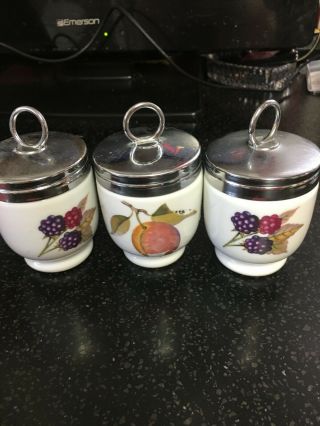 Vintage Royal Worcester Porcelain Egg Coddlers – Evesham Pattern Berries Peach