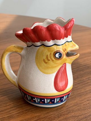Sberna Italian Rooster Chicken Pitcher Jug Creamer Hand Painted Deruta Ceramics