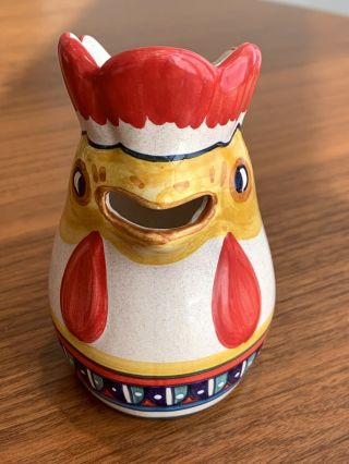 Sberna Italian Rooster Chicken Pitcher Jug Creamer Hand Painted Deruta Ceramics 2
