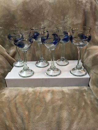 Peter Bramhall Hand Blown Glass Goblets (6 Total) Signed And Dated 1976/ All 6