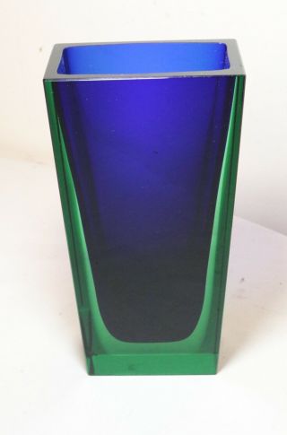 Scandinavian Severin Brorby For Hadeland Hand Blown Blue Green Art Glass Vase