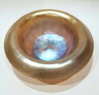 L C T Louis Comfort Tiffany Favrile Gold Iridescent Art Glass Bowl