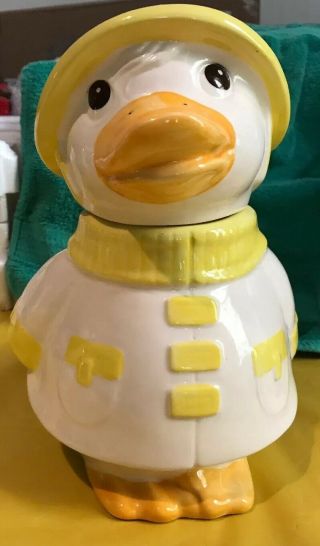Vintage Metlox Puddles The Duck In Raincoat Cookie Jar Calif Usa Marked