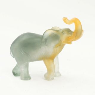 Daum France Crystal Art Glass Pate De Verre Lucky Elephant Sculpture 5 1/2 " Tall
