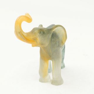 DAUM FRANCE Crystal Art Glass Pate de Verre Lucky Elephant Sculpture 5 1/2 