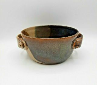 Studio Art Pottery Double Handled Bowl Signed Milham