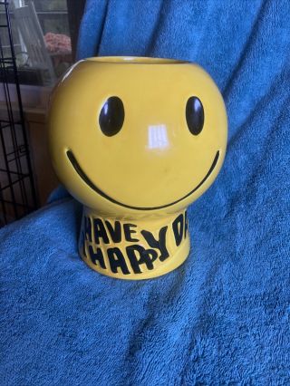 Vintage Mccoy Usa Pottery Smiley Face Cookie Jar Vase Have A Happy Day No Lid