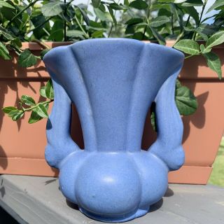 Vintage Niloak Matte Blue Vase With Side Handles