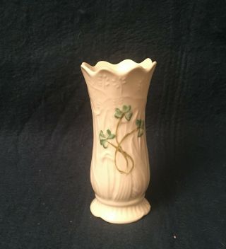 Belleek Ireland Shamrock Bud Vase,  Porcelain,  White,  4.  25 - Inches Tall