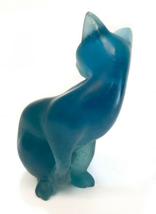Daum France Teal Blue Pate De Verre Sculpture,  Cat.  Signed 2