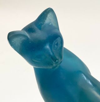 Daum France Teal Blue Pate De Verre Sculpture,  Cat.  Signed 3
