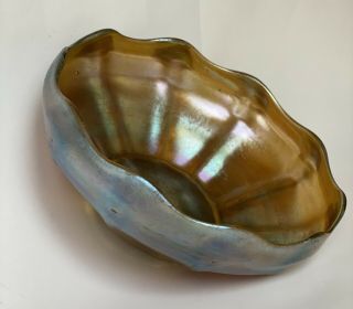 Tiffany Studio Favrile Glass Bowl 6.  25” X 2.  5”,  10 Ruffles Signed L.  C.  T.  X85
