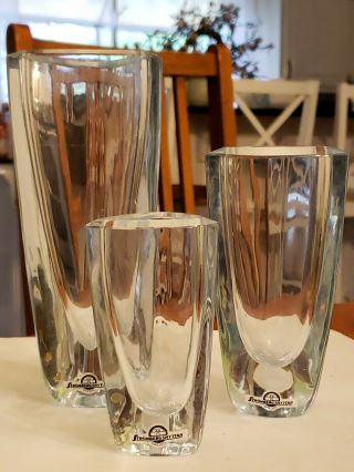 3 Stromberg Swedish Art Glass Crystal Mid Century Modern Vase Strombergshyttan