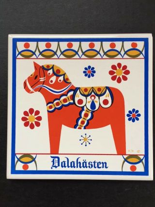 Swedish Horse Dalahasten Ceramic Tile Trivet Wall 6x6 Swedish