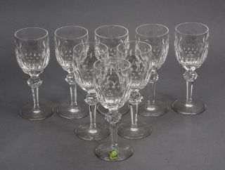 Set Of 8 Waterford Curraghmore Pattern Irish Cut Crystal Stemmed Wine Goblets