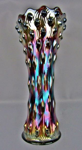 Millersburg SWIRLED HOBNAIL Amethyst Carnival Glass 9½ 