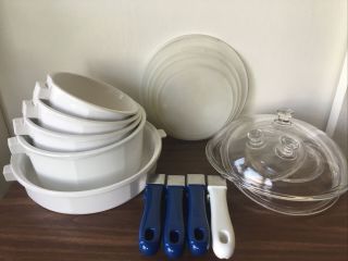 14 Piece Set Of Princess House Nouveau Cookware Set With Blue Handles Pots Pans