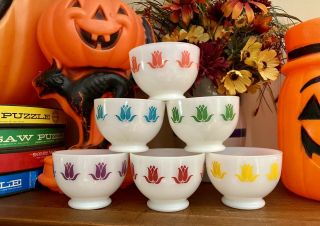 Set Of 6 - Vintage - Fire King - Tulip Pattern - Cottage Cheese Bowls - Lovely