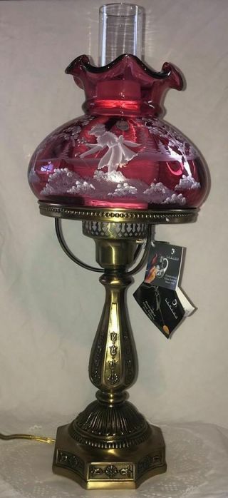 Fenton Cranberry Mary Gregory Cranberry Student Lamp Hard To Find