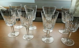 Set Of 8 Vintage Waterford Lismore Crystal Water Goblet Stemware 10 Oz