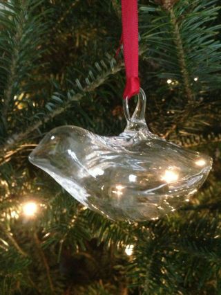 Crystal Steuben Dove Ornament Heart Glass Bird Holiday Christmas Rare