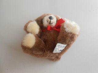 Small Russ Berrie Brown Teddy Bear Plush With Red Ribbon Pre Owned