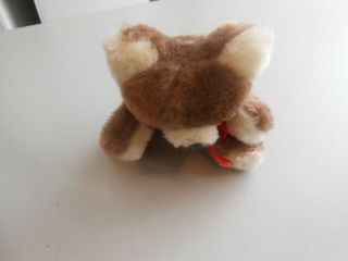 Small Russ Berrie Brown Teddy Bear Plush with Red Ribbon Pre Owned 2